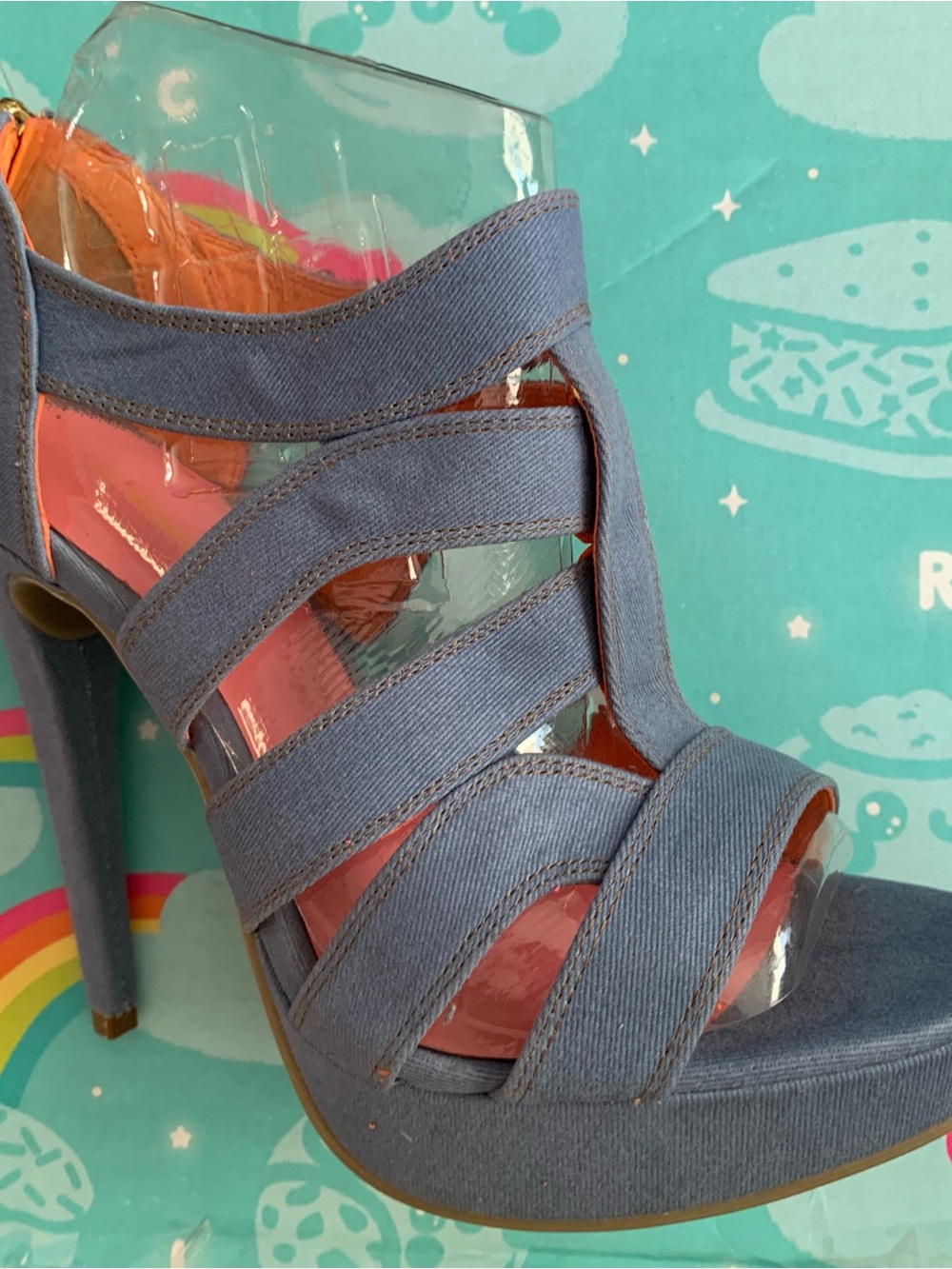 ANDREA FENZI Strappy High Heel Sandal in Lavender Blue